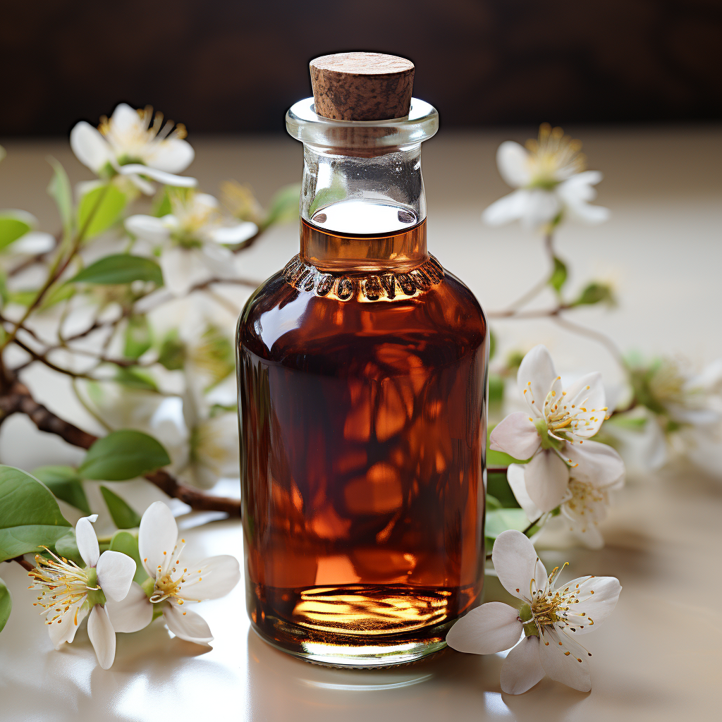 Jasmine Essential Oil: A thick, dark brown liquid.