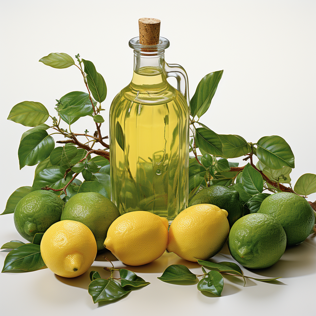 Lemon Essential Oil: A yellow to greenish-yellow liquid.