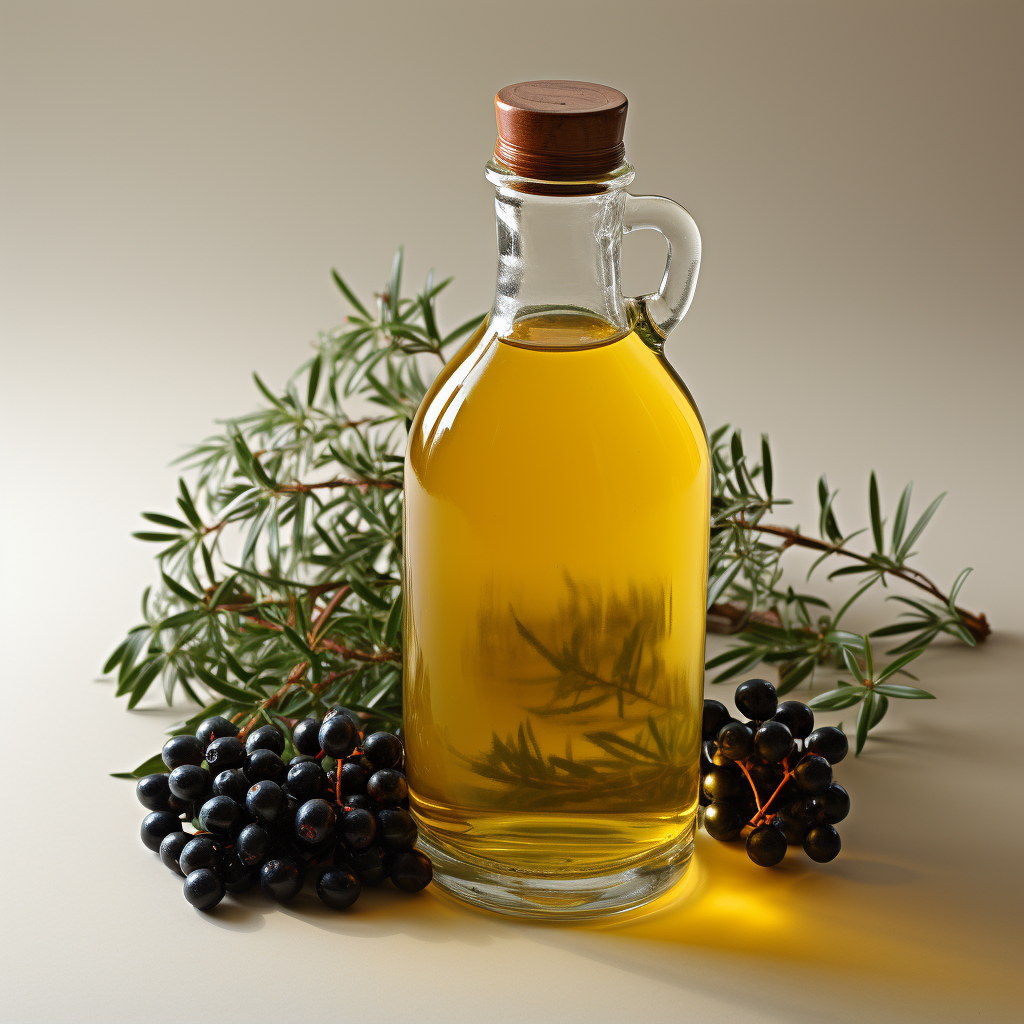 Juniper Berry Essential Oil: A clear or slightly yellow liquid.